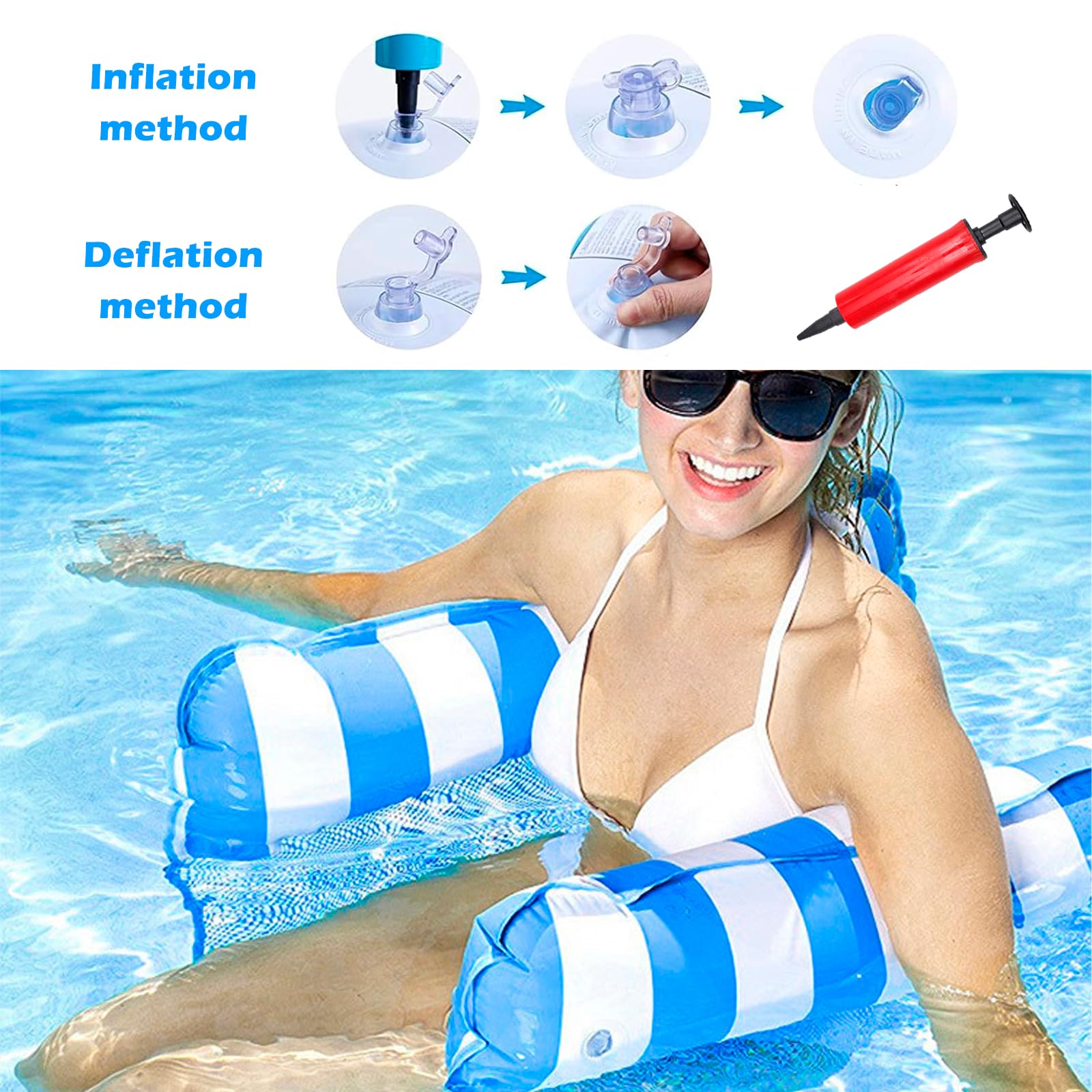 Colchoneta De Piscina Inflable Para Adultos – 2 Hamacas De Agua Con Bomba, Bolsas Impermeables, Diseño Ergonómico Para Playa Y Piscina