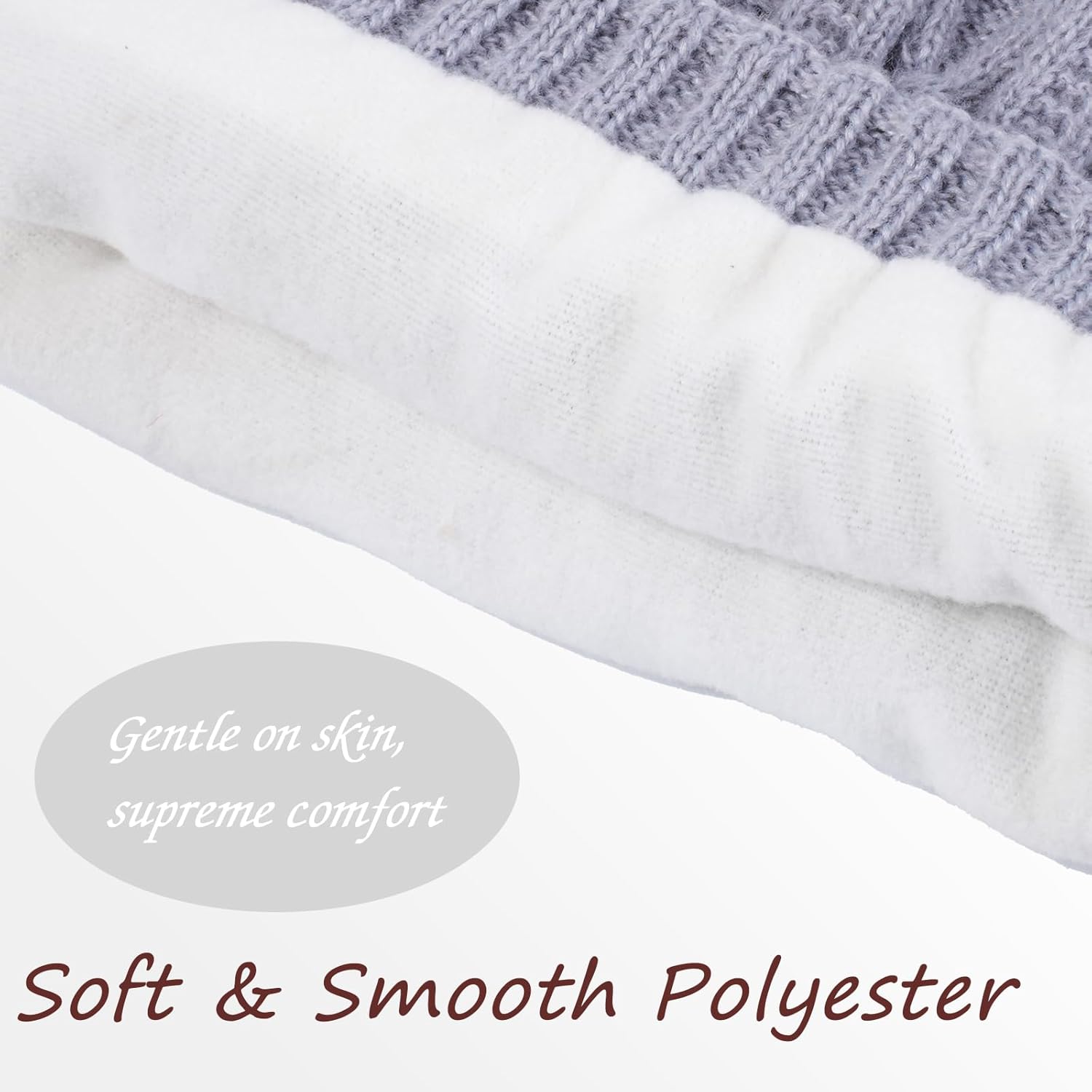 Pom Pom Beanie for Women & Girls, Stretchy Winter Hat Knit Hat, Soft Warm Beanie with Pom - Image 5