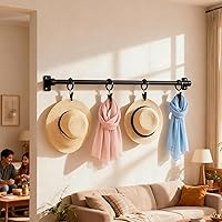 Vista 3 de Paquete de 24 anillos de cortina negros con clips, ganchos de cortina para colgar, anillos para cortinas resistentes, clips de cortina antióxido