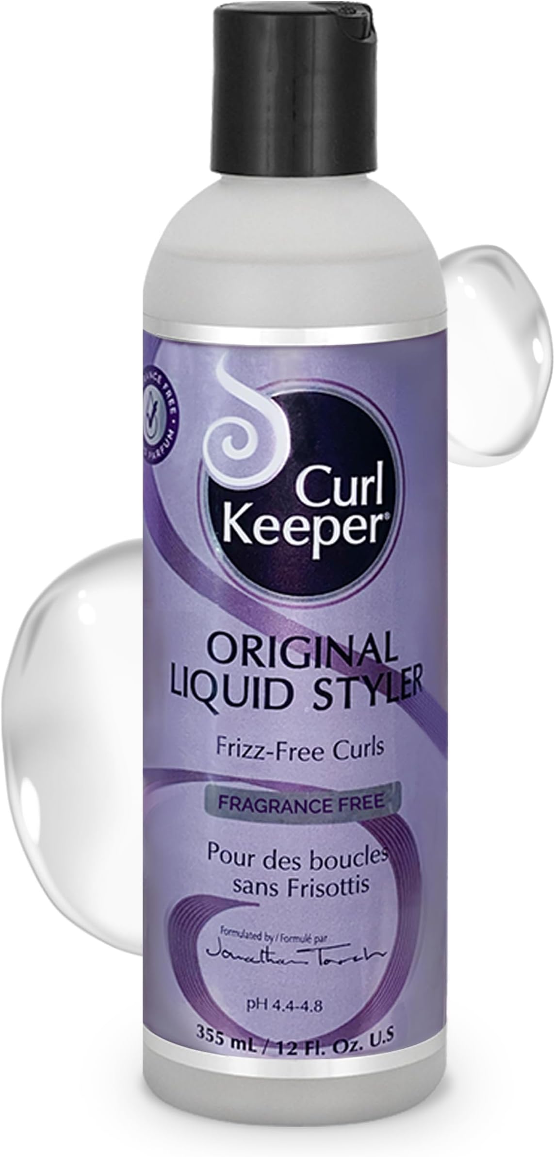Original Curl Keeper Anti-Frizz Curl Defining Hair Styler (12 Oz) - Fragrance-Free, Lightweight Curl Definer Liquid Gel for All Weather Conditions - Wavy & Curly Hair Products for Women