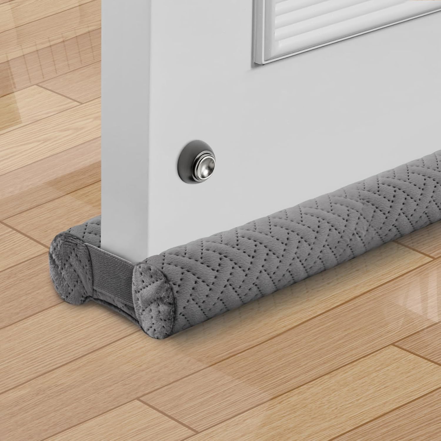 2 Pcs Premium Velvet Under Door Draft Stopper, 30'' to 36'' Adjustable Gap Filler with Double-Sided Windproof Seal - Blocks Cold Air, Light, Dust & Noise, Ideal for Home/Office Energy Saving