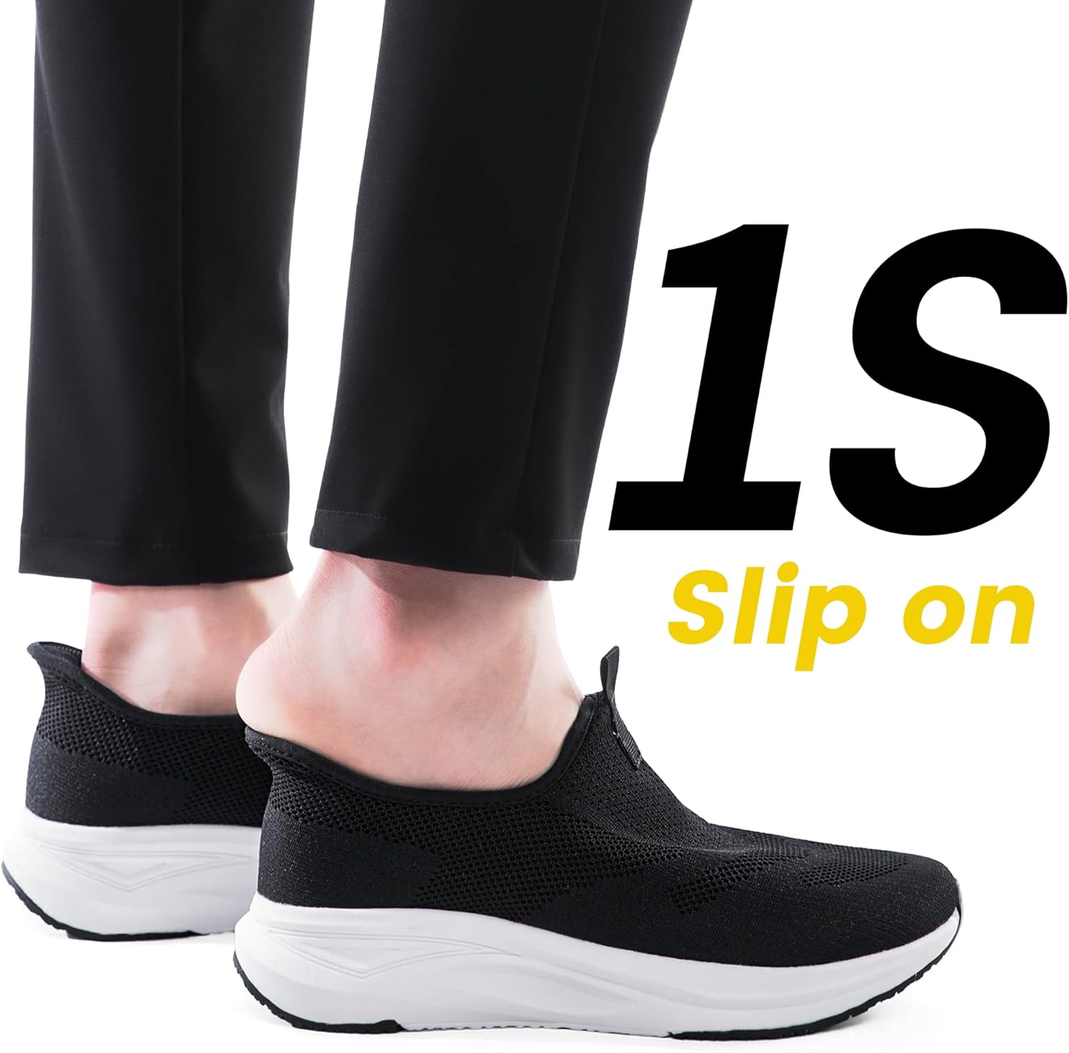 Men's Hands Free Slip On Walking Shoes Non Slip Laceless Lightweight Comfortable Tennis Sneakers - Image 2