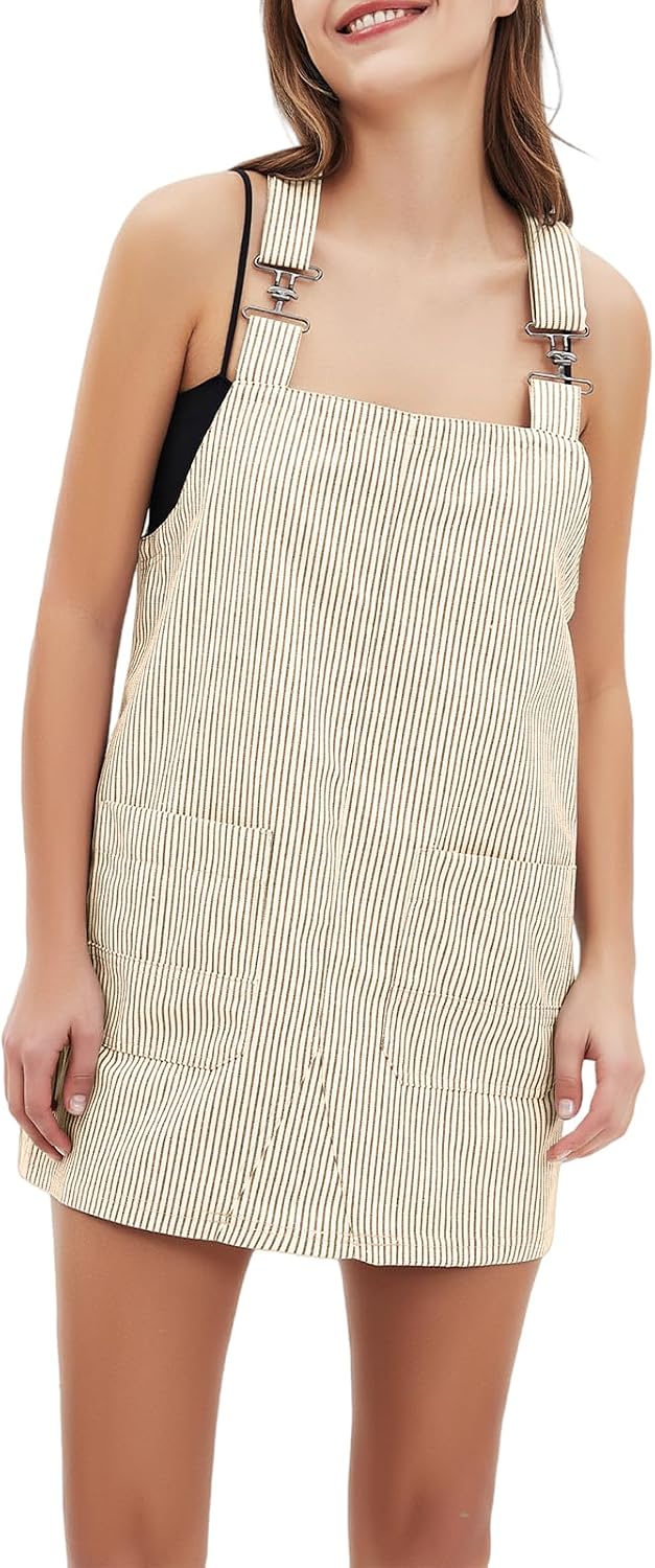 hibshaby Women's Cute Overall Bib Dress Adjustable Strap Suspender Dress Jumper