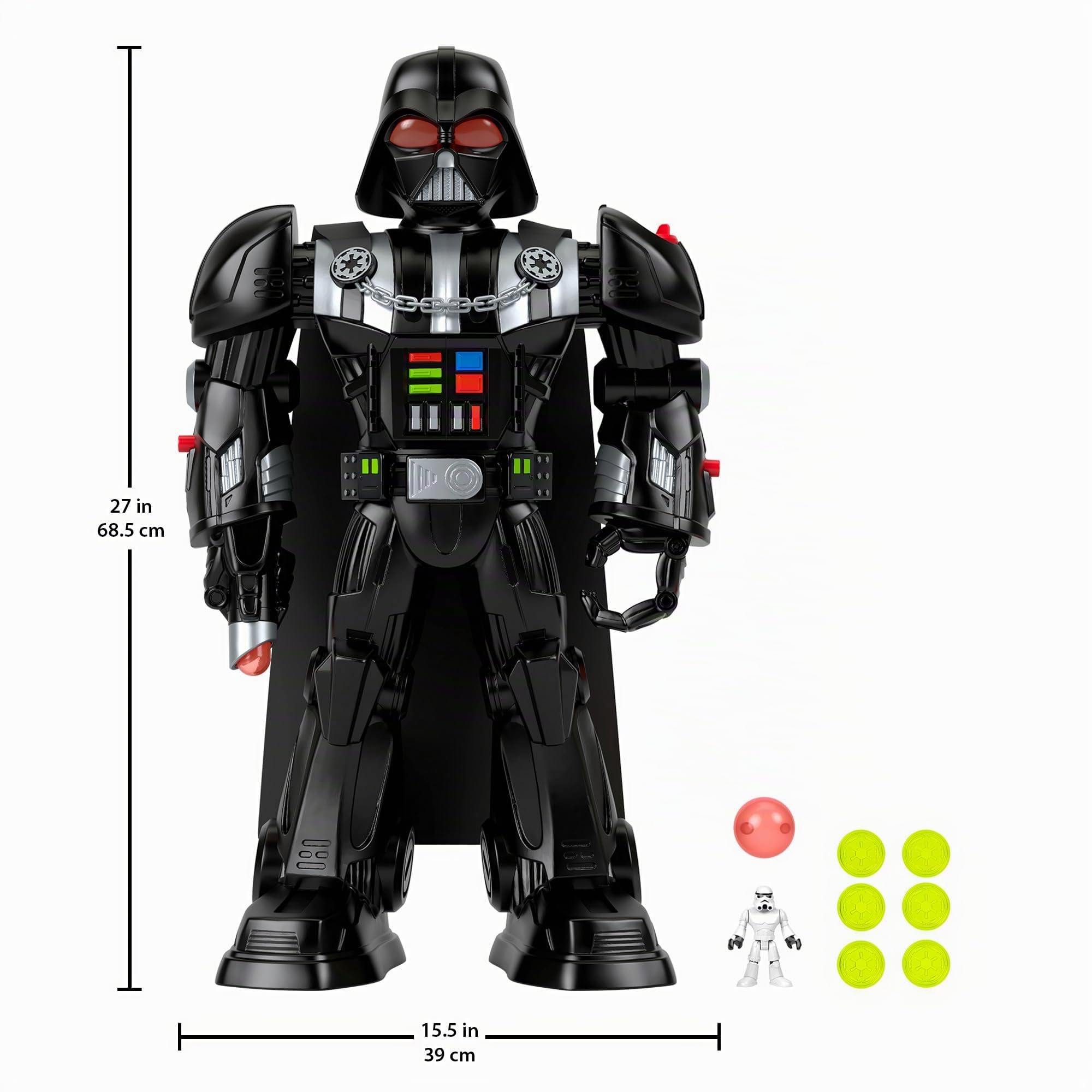 Fisher-Price Imaginext STAR WARS Darth Vader-Bot, ca. 60 cm großes Spielzeug, Lichter, Geräusche und Sturmtruppler Die-Cast Figurenschlüssel, ab 3 Jahren, HXG51