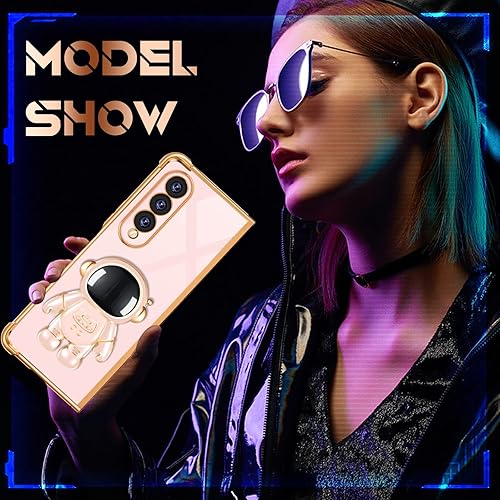 Miniatura 6 de Coralogo Funda para Samsung Galaxy Z Fold 4, diseño de astronauta linda para mujeres y niñas, con soporte oculto de astronauta, diseño 6D para