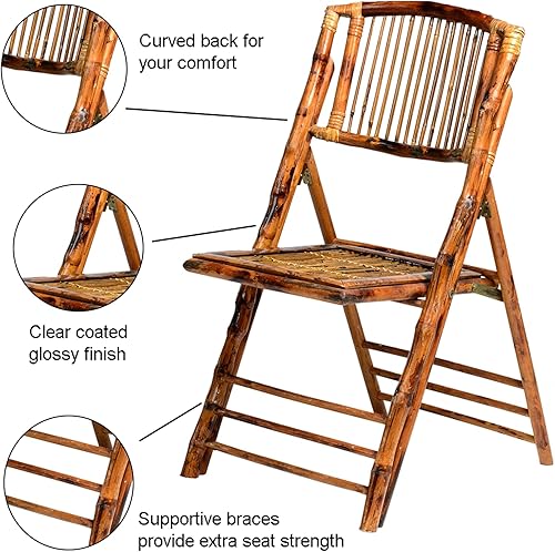 Miniatura 7 de Silla plegable de bambú americano (juego de 4)