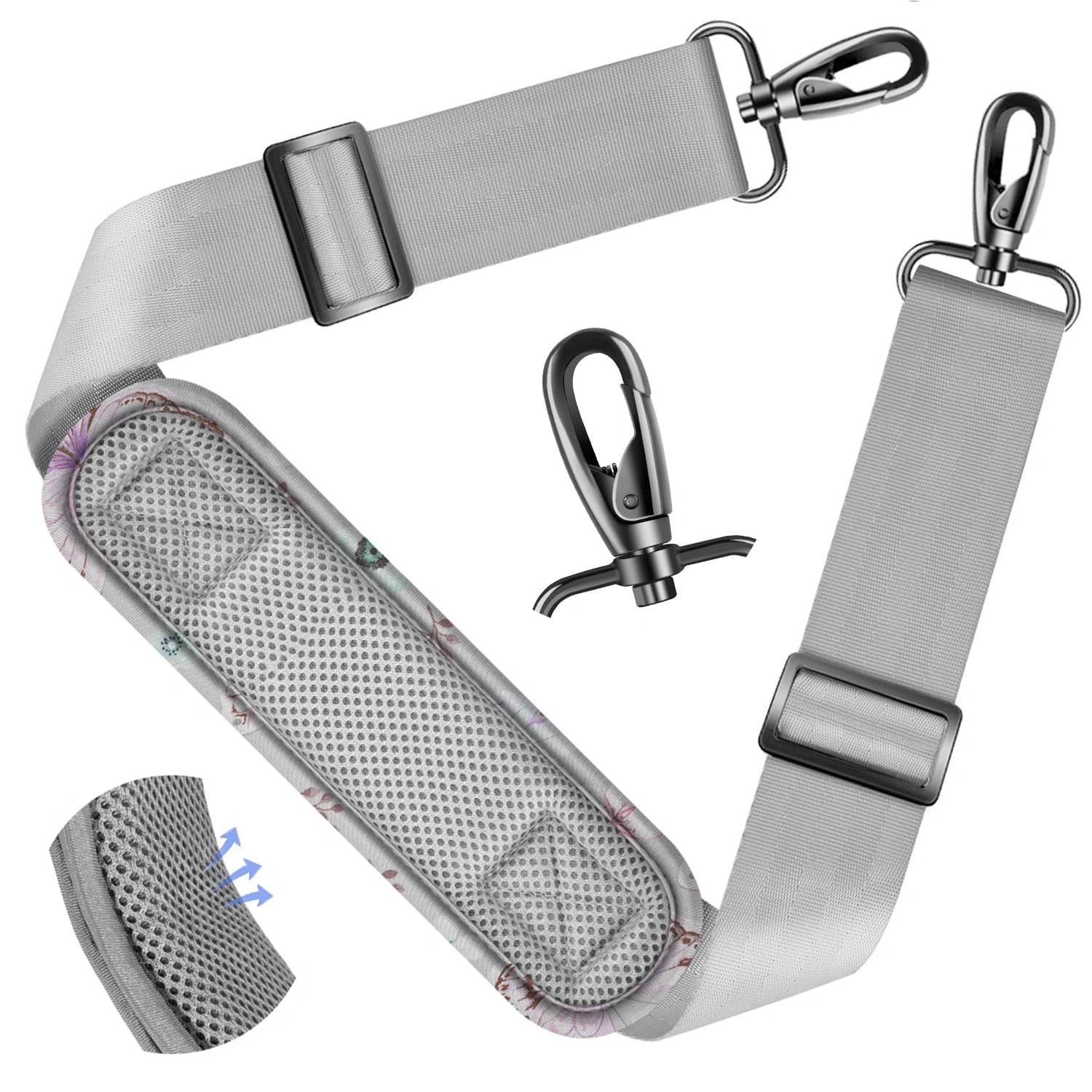 ZINZ Shoulder Strap - 59 Inch Universal Heavy-duty Adjustable Strap with Ultra-thick Fixed Breathable Pad for Laptop, Gym, Camera Bag and More -Butterfly