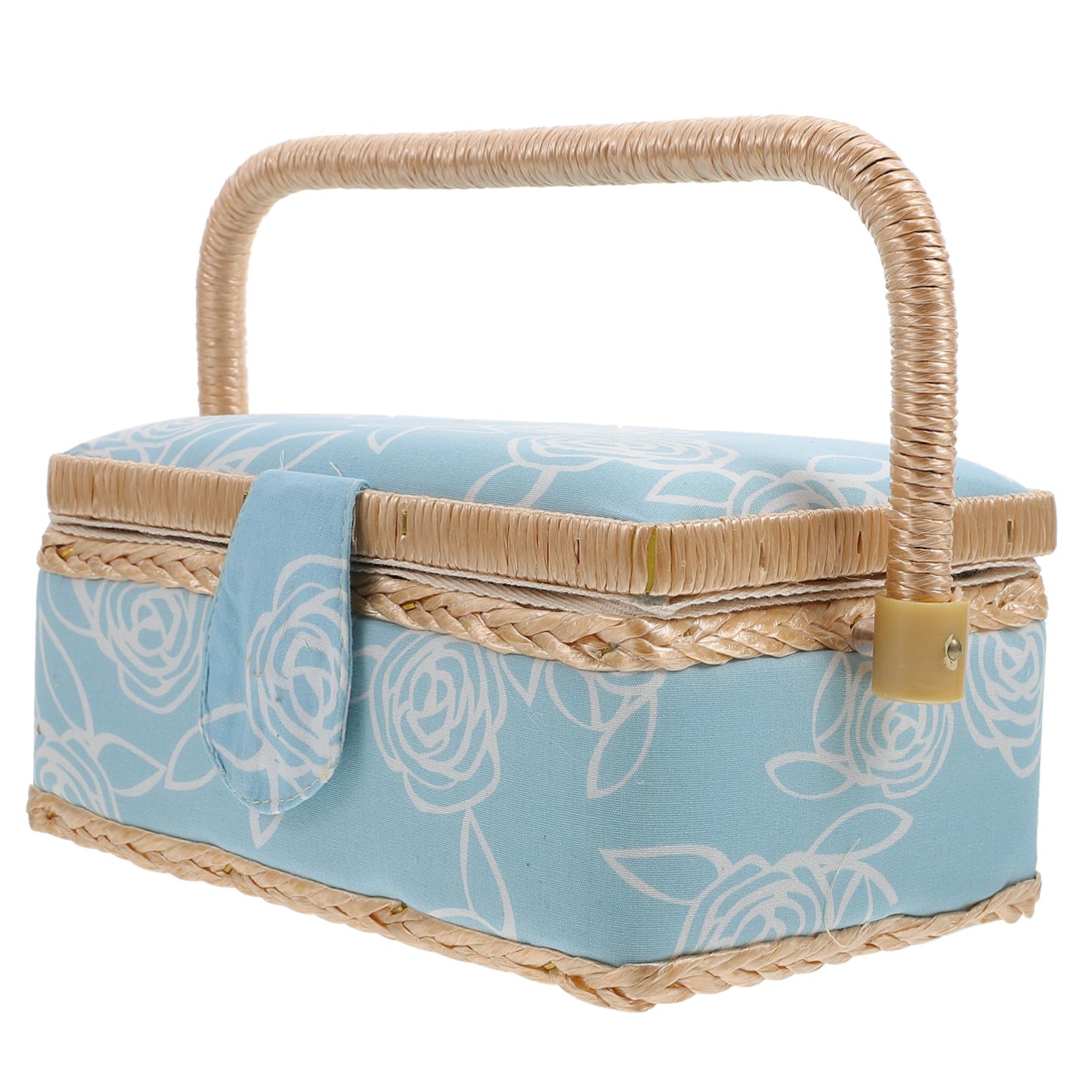 TOPBATHY Caja de Almacenamiento para Costura Portátil de Poliéster Azul Diseño Protector y Funcional para Sala o Dormitorio