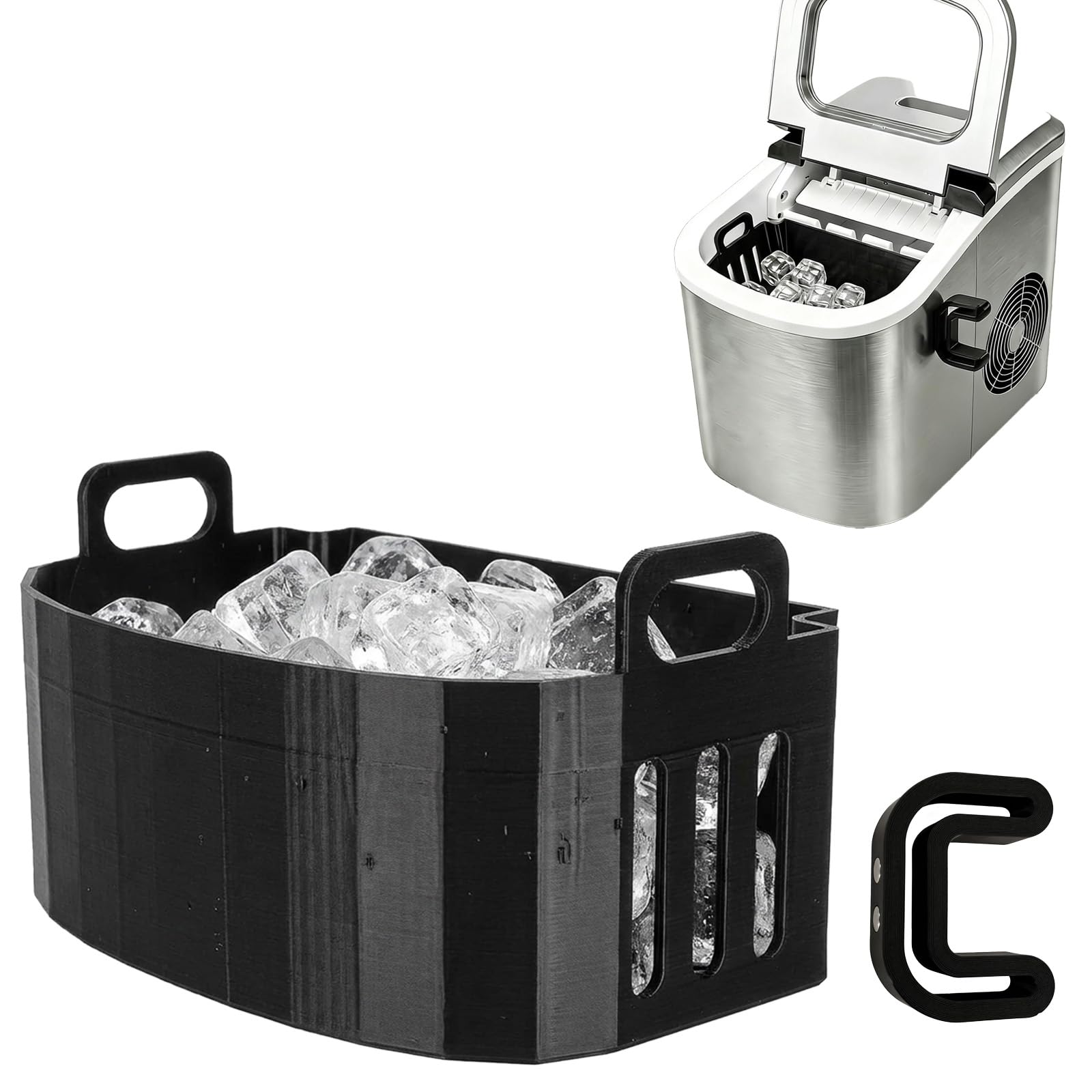 Photo 1 of Replacement Ice Basket Compatible with Magic Chef & for Frigidaire Countertop Ice Makers - Durable Storage Bucket, Direct Fit Spare Part, No Assembly Required (Black)