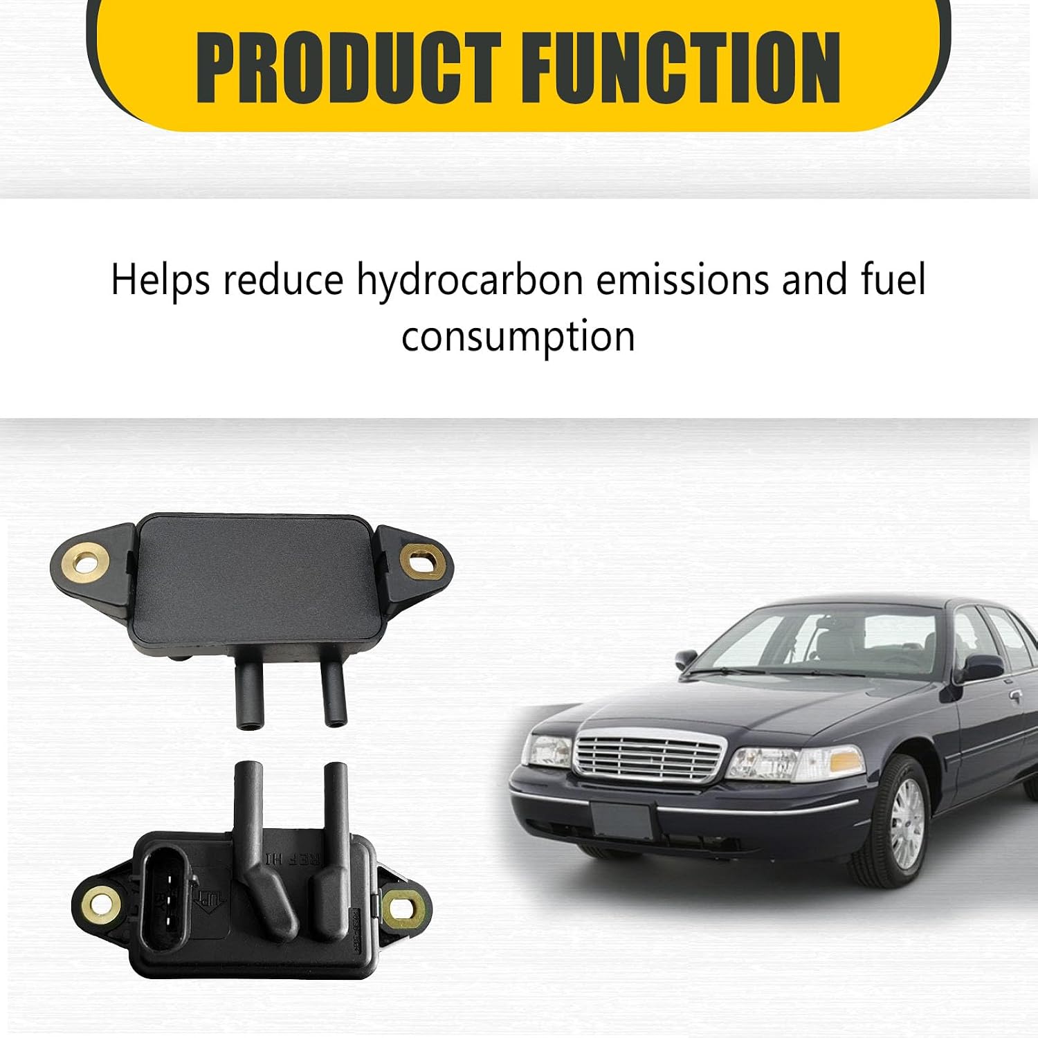 EGR Valve Pressure Sensor DPFE15, F77Z9J460AB, VP8T - Compatible with F0rd F-150 F-250 F-350 Ranger, Lincoln Town Car, Mercury, Mazda B2500 B3000 - Replaces 1L3Z9J460AA