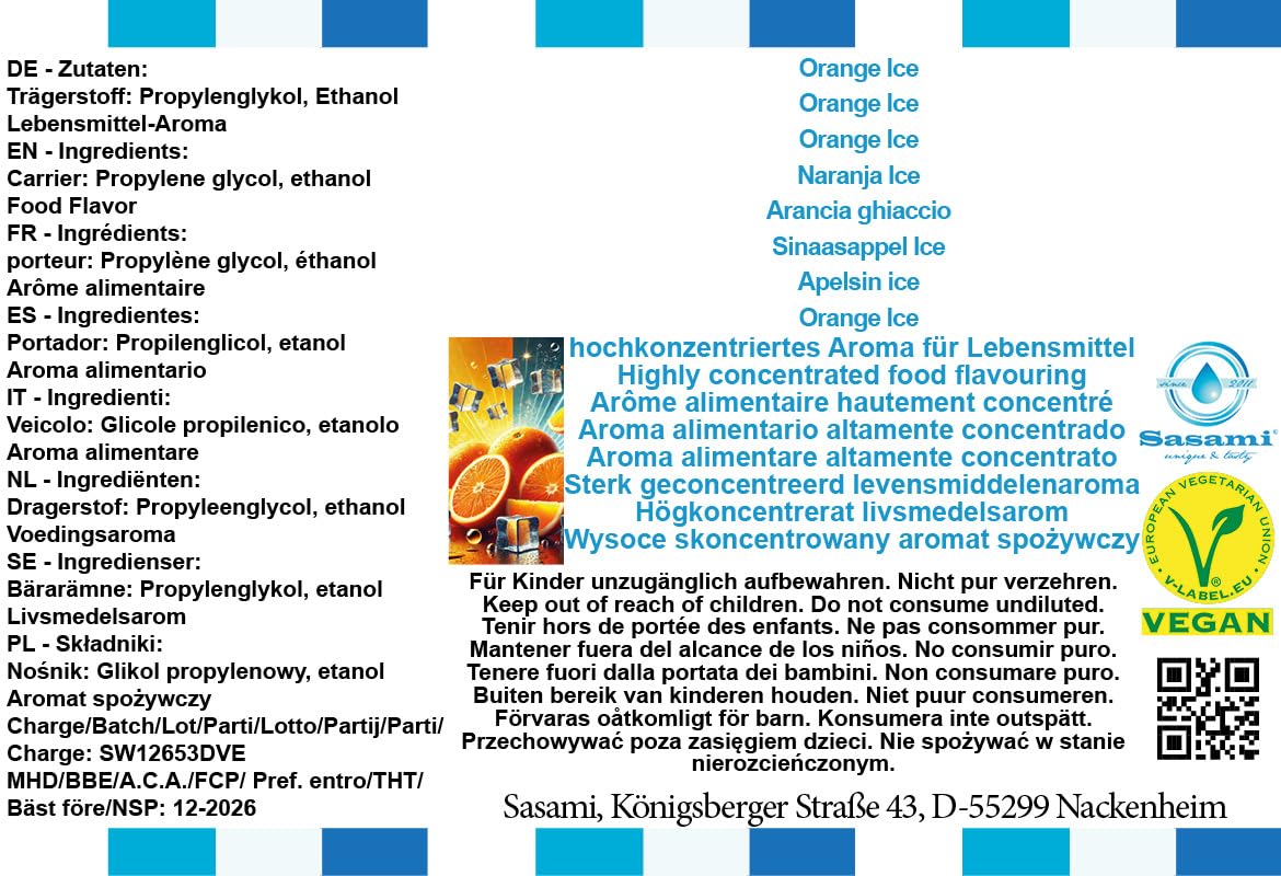 Orange Ice Aromat Koncentrat - wegański - Sasami - 100ml