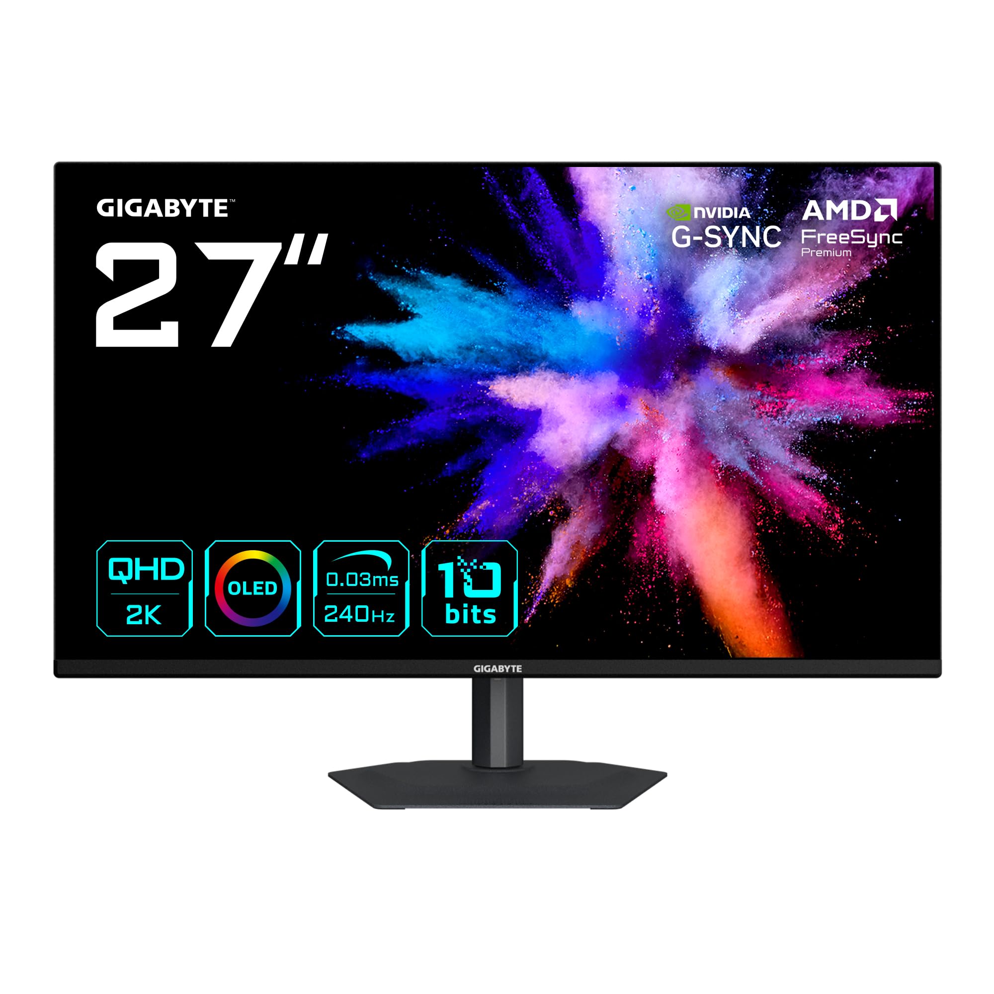 GIGABYTE GO27Q24A Monitor Gaming OLED 27” 2K QHD - 2560 x 1440, 240Hz, 0.03ms, 400 CD/m², FreeSync Premium, G-Sync Compatible, HDMI 2.1, DisplayPort 1.4 en oferta en Amazon