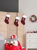 Vista 5 de Medias de Navidad de 20 pulgadas con monograma con letras, medias de Navidad súper suaves, medias grandes de monograma, medias de Navidad con letras