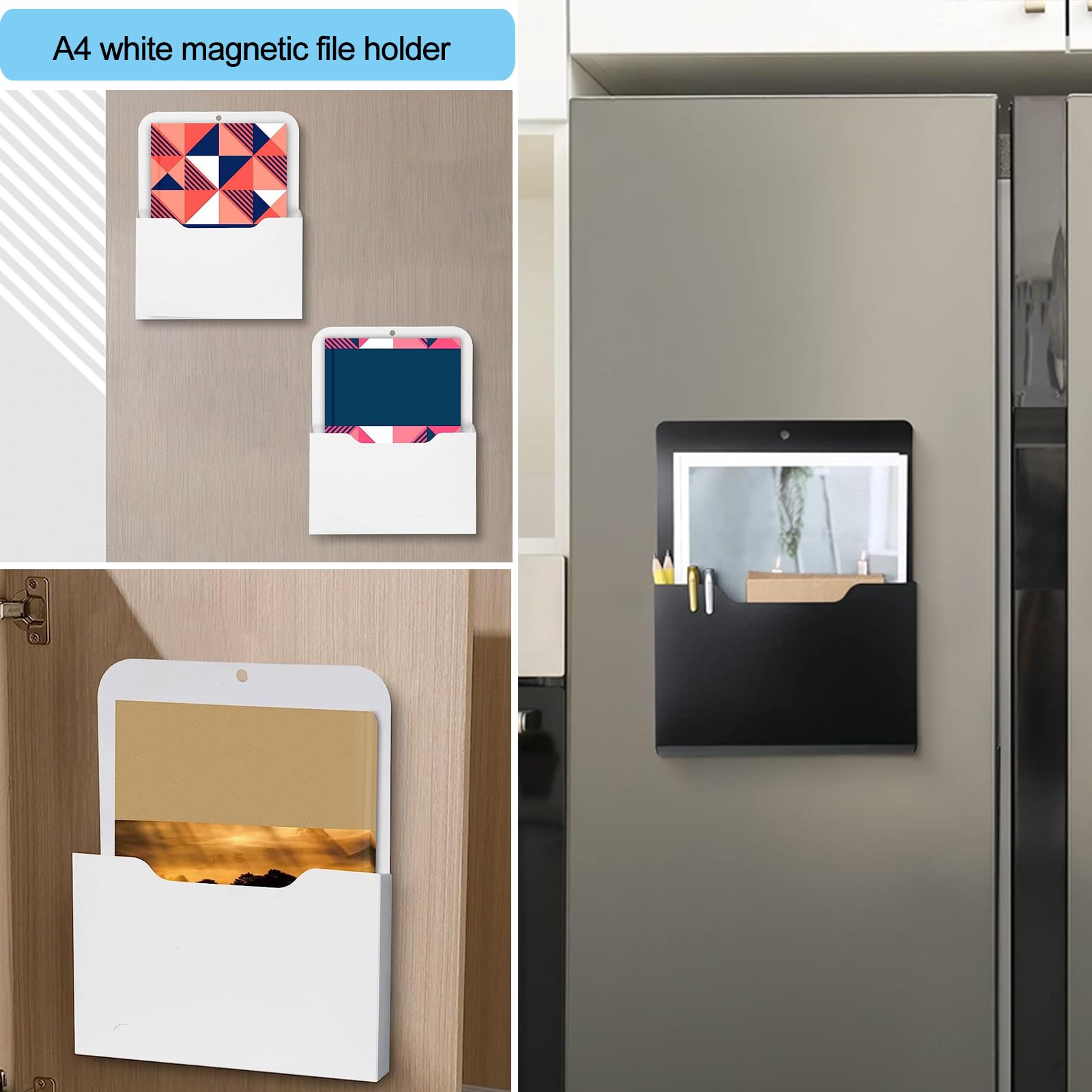 File Organizer 2pcs Magnetic File Holder, Porte Document Mural, Wall ...