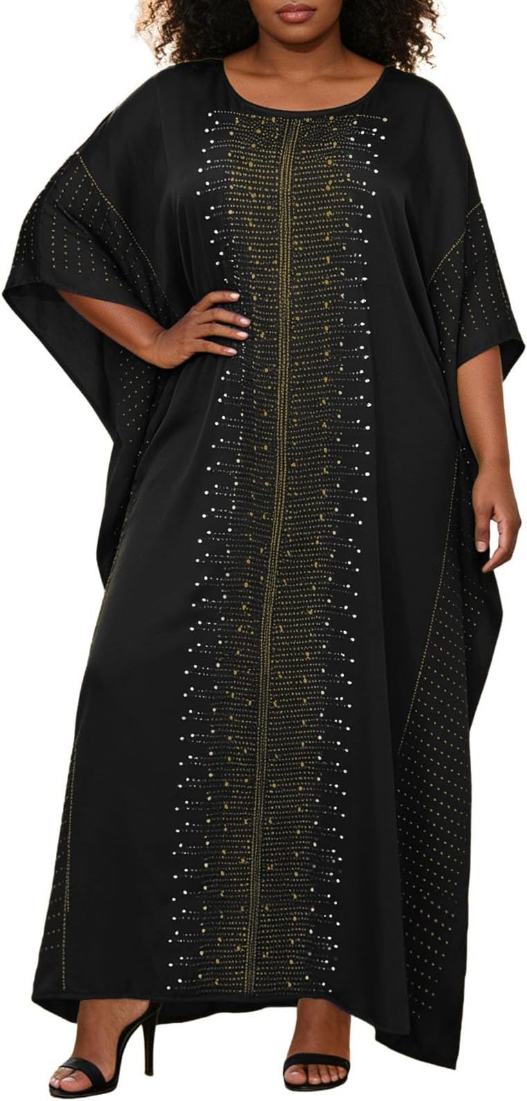 Kaftan Women's African Dresses Solid Satin Robe for Islamic Maxi Islam African Dubai Clothing Prayer Clothing with Bishop Sleeves Abaya Dress Eye-catching Modest Outfit