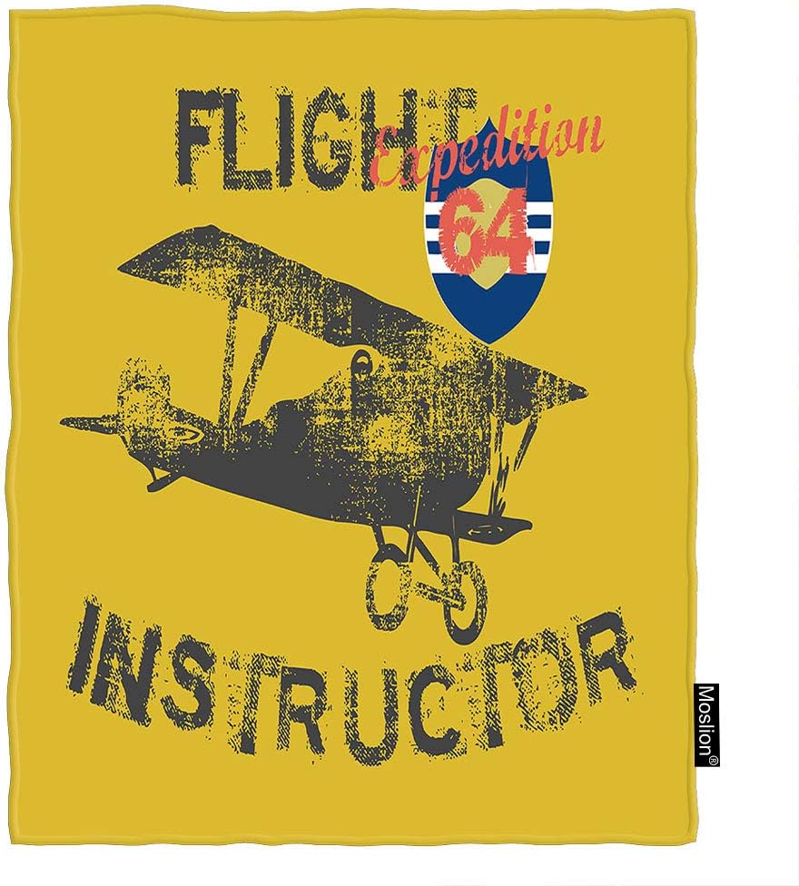 Moslion Airplane Throw Blanket Vintage Fight Instructor