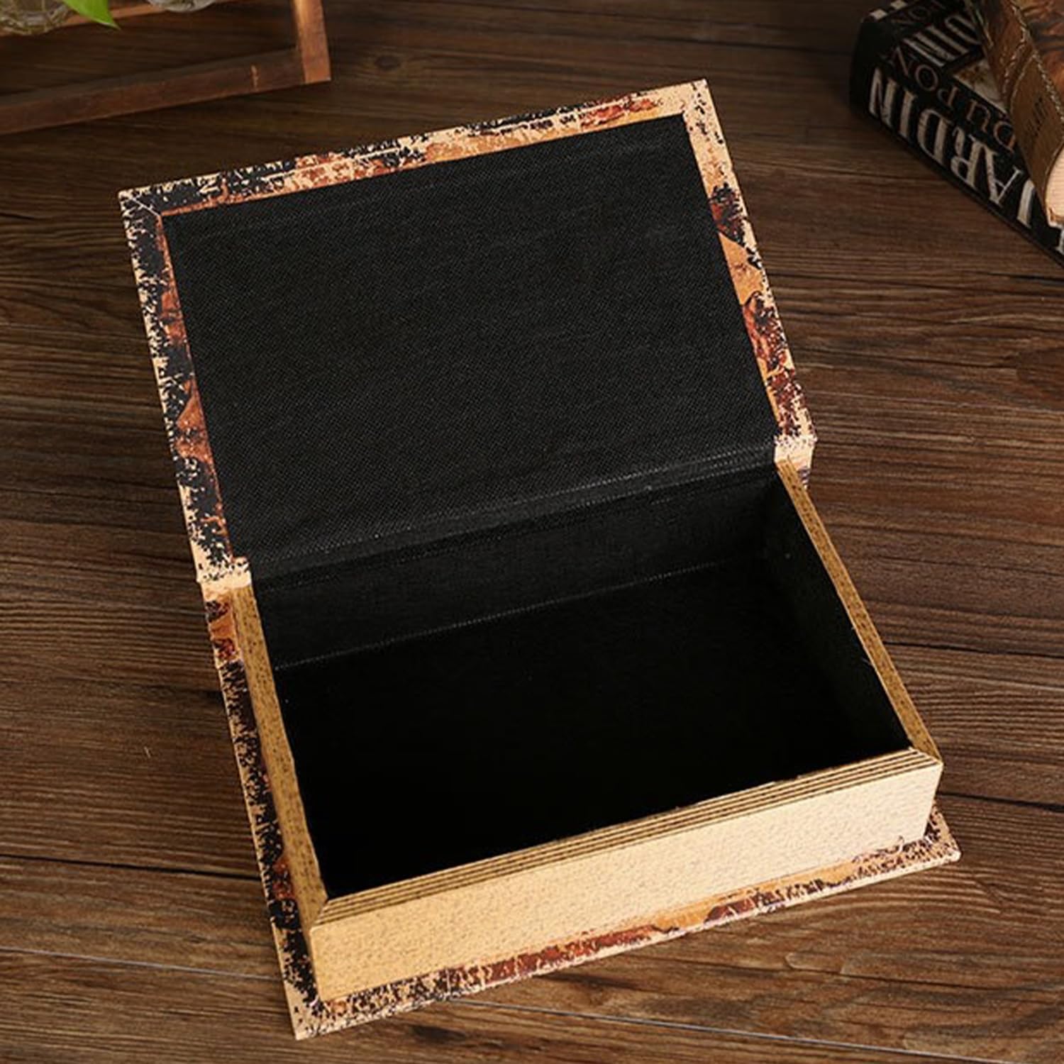 Tissting Fake Book Box Vintage European World Map Old Books Decoration Book Staircase 21.5 x 30 x 7.5 cm Fake Book Box Jewellery Treasure Chest for Desks Shelves Decoration