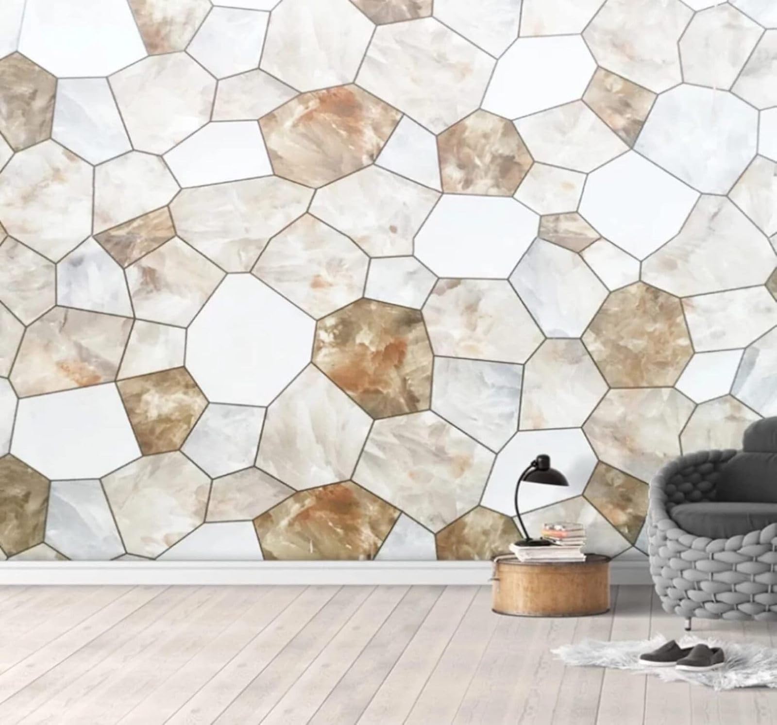 XLMING Minimalist Geometric Stone Texture Brick Wall Unique 3D Wallpaper Luxury Silk Study Dining Feature Sofa Grey Bedroom Living Room Tv Decorative Wall-300cm×210cm