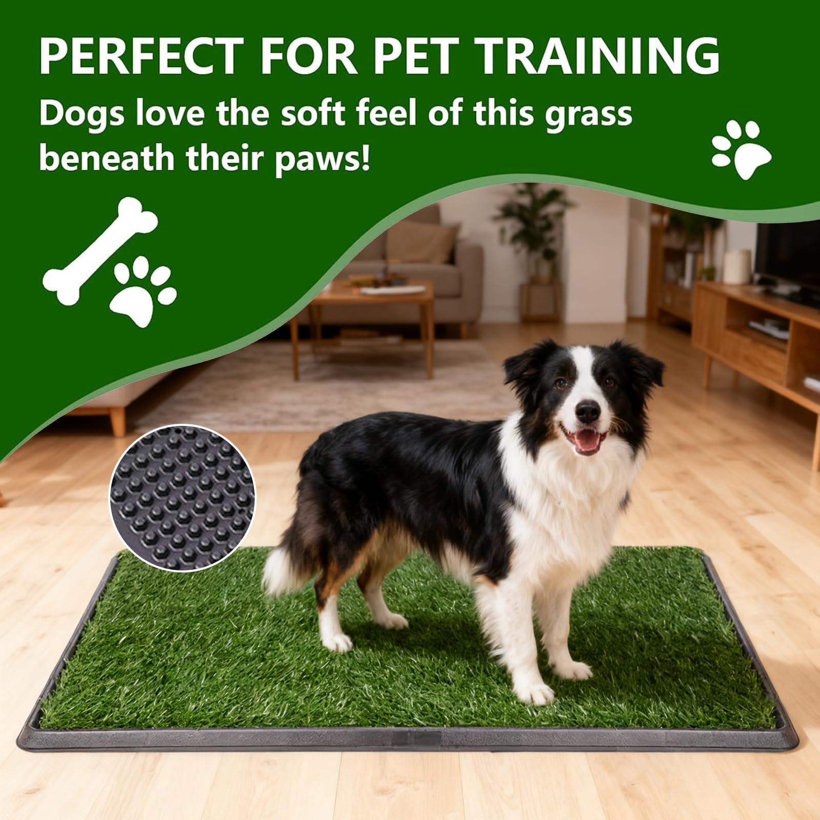 Inodoro para Perros con Bandeja, Sistema de Entrenamiento de césped Artificial, Alfombrilla Reutilizable para Perros, Inodoro portátil para Perros para Interiores y Exteriores, para Limpieza en casa