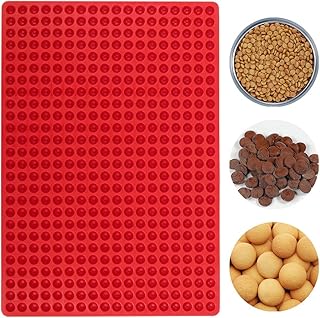 Webake Mini Round Silicone Molds, Semi Sphere Gummy Candy Chocolate Chip Molds, Baking Mat Cooking Sheet For Pets, Dog Treat Pan, Small Dot Cake Decoration, 468 Cavity (Red-0.5 Inch)