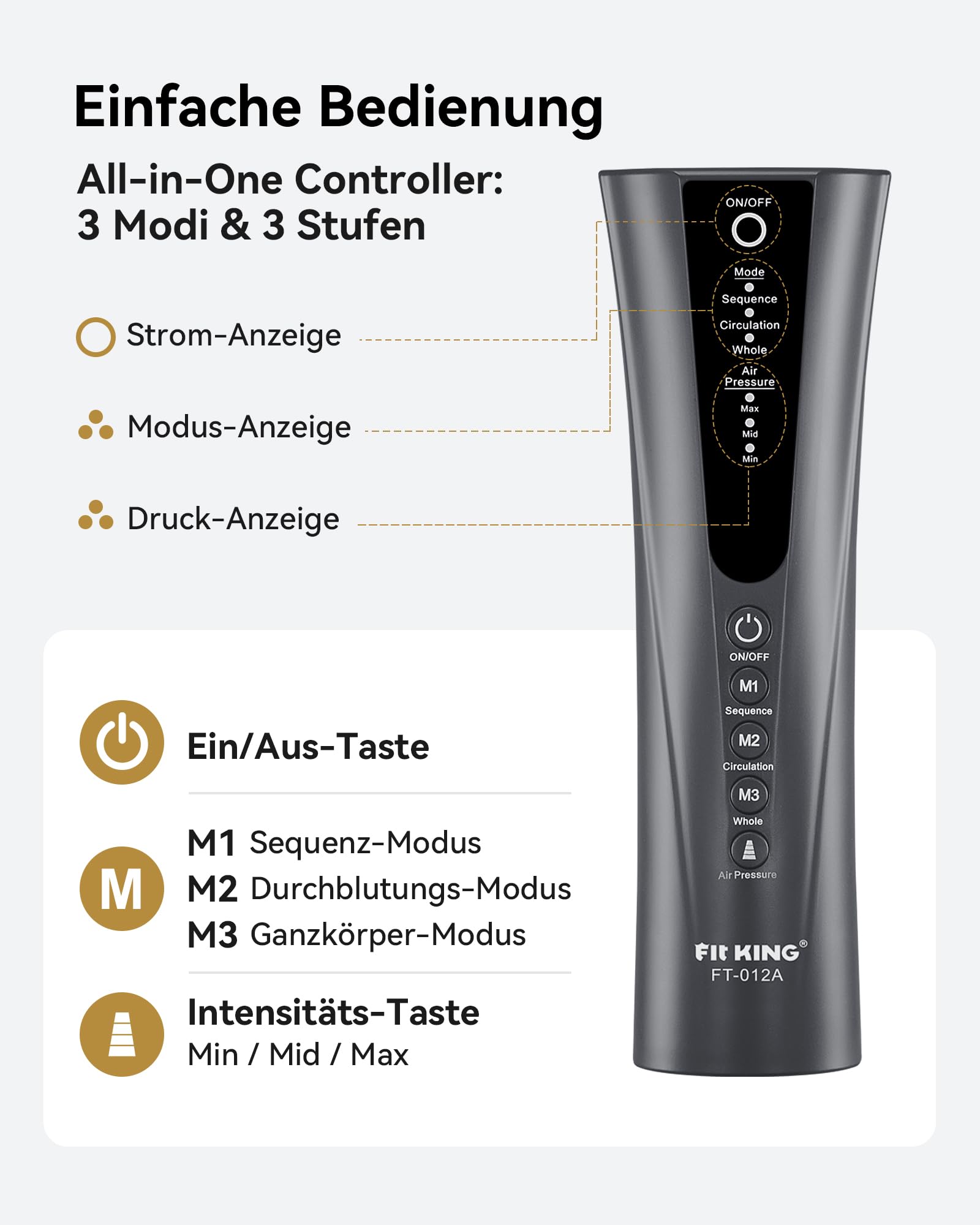 FIT KING Beinmassagegerät Manschetten für Beine, Oberschenkel & Füße Kompressionsstiefel Massage für die Beinmuskulatur ideal bei langem Stehen im Beruf, zum Lösen von Verspannungen