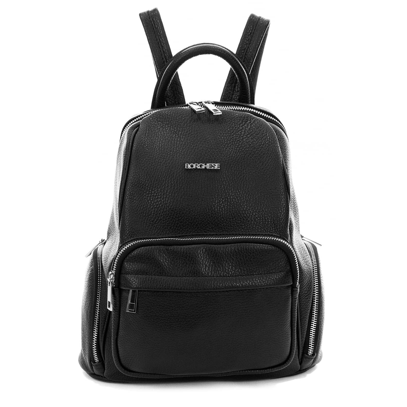 Pelletterie Borghese | Zainetto Borsa in Vera Pelle Morbida | Donna | Colore Nero | Artigianale | Piccolo Leggero & Elegante | Ideale per Lavoro & Università | Modello DENIS