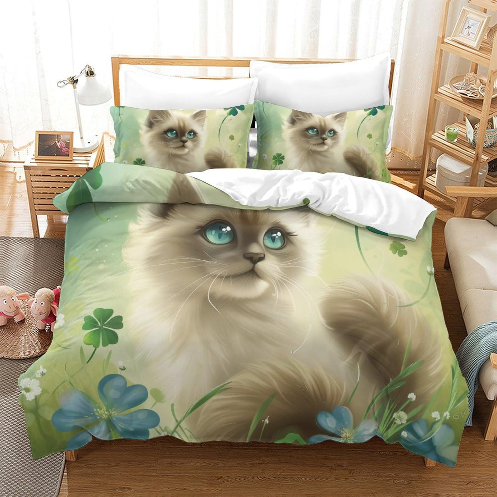 Parure de lit chat 3D pour transformer la chambre d'enfant en espace de jeu cosy
