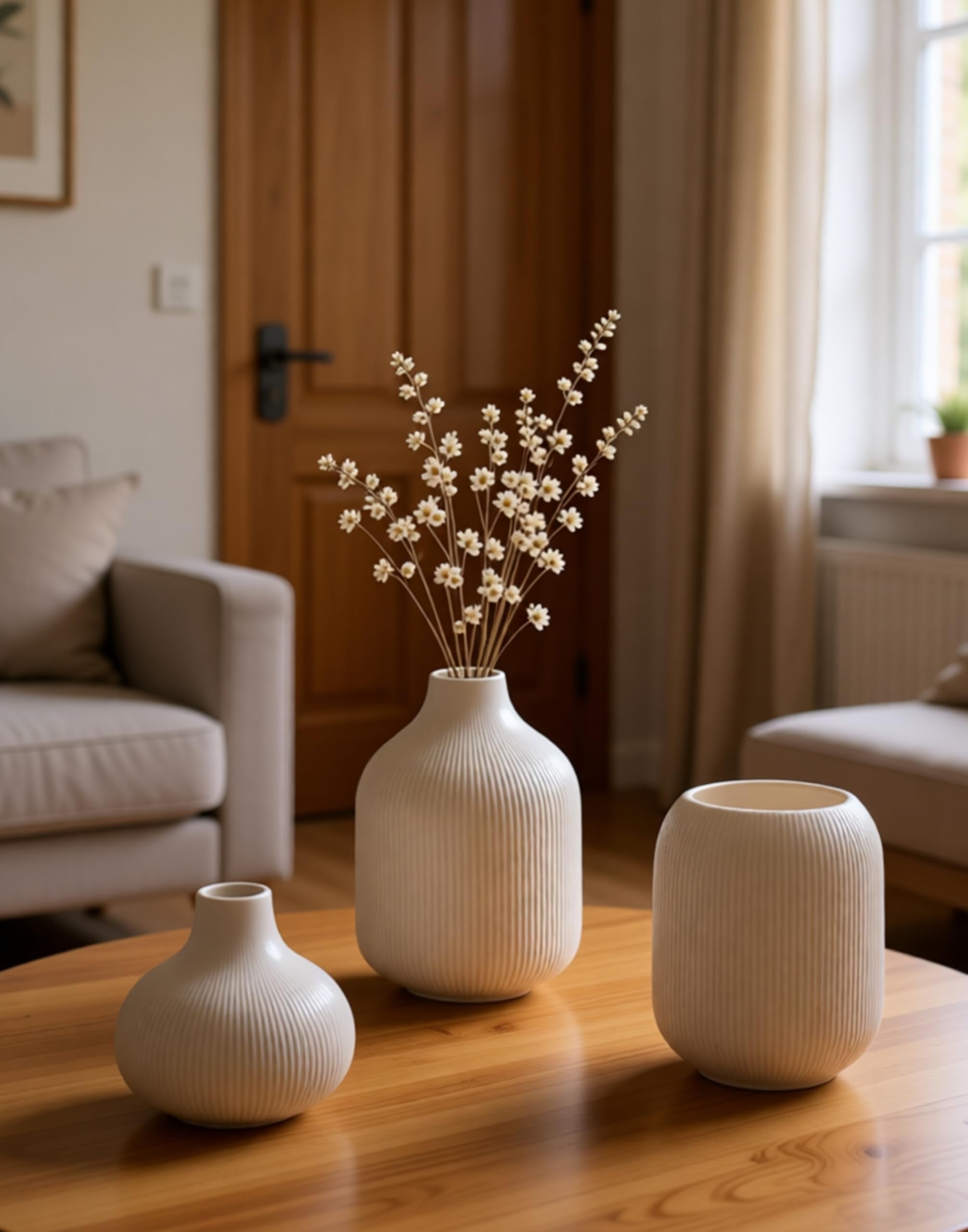 Set di vasi in Ceramica, Bianco Vaso Nordica Boho Decorativo per Camera da Letto, Cena Tavolo (15 Bianco)