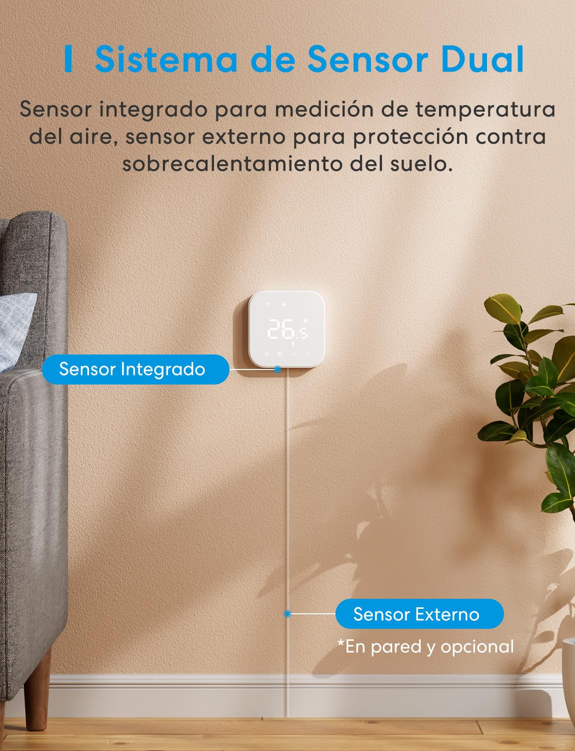 Meross Termostato Calefaccion WiFi para Calderas, Termostato WiFi para Calefacción por Suelo Radiante Agua, Termostato Inteligente de Pared Compatible con Alexa, Google Home, y SmartThings