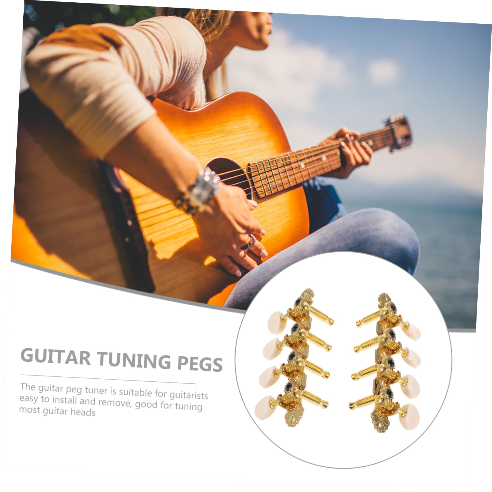 Kisangel 1 Set Guitar Tuning Pegs Mandolin Tuner Knobs for Electric Acoustic Guitars Easy Install Remove for Beginners Professionals Present Option