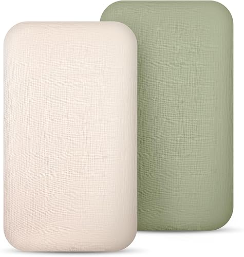 Miniatura 13 de lulumoon Sábanas de muselina para moisés para bebé: sábanas ajustables suaves para moisés de cabecera para niños y niñas Oliva y Crema,Marrón y