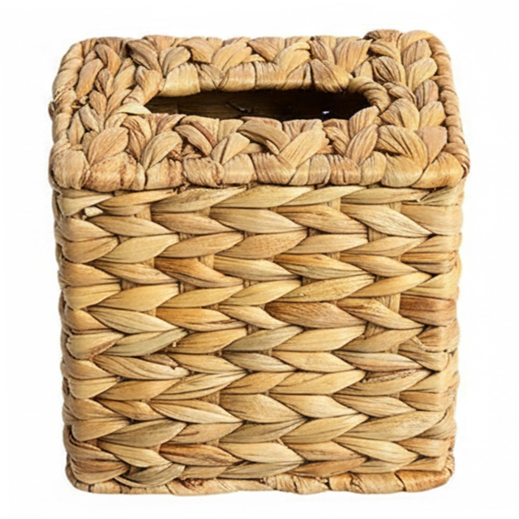 Square Rattan Tissue Box Cover, 5.9" Handwoven Water Hyacinth Holder for Bathroom, Living Room, Bedroom & Office Decor