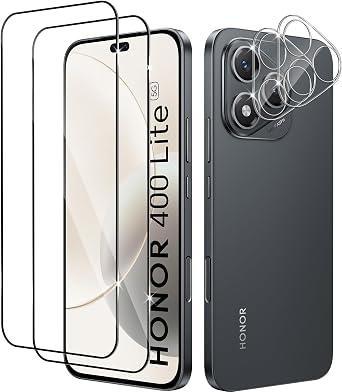 Screen Protector for Honor 400 Lite 5G, 2 Pack Tempered Glass with 2 Camera Protection, 9H Hardness Protective Glass Film HD Clear