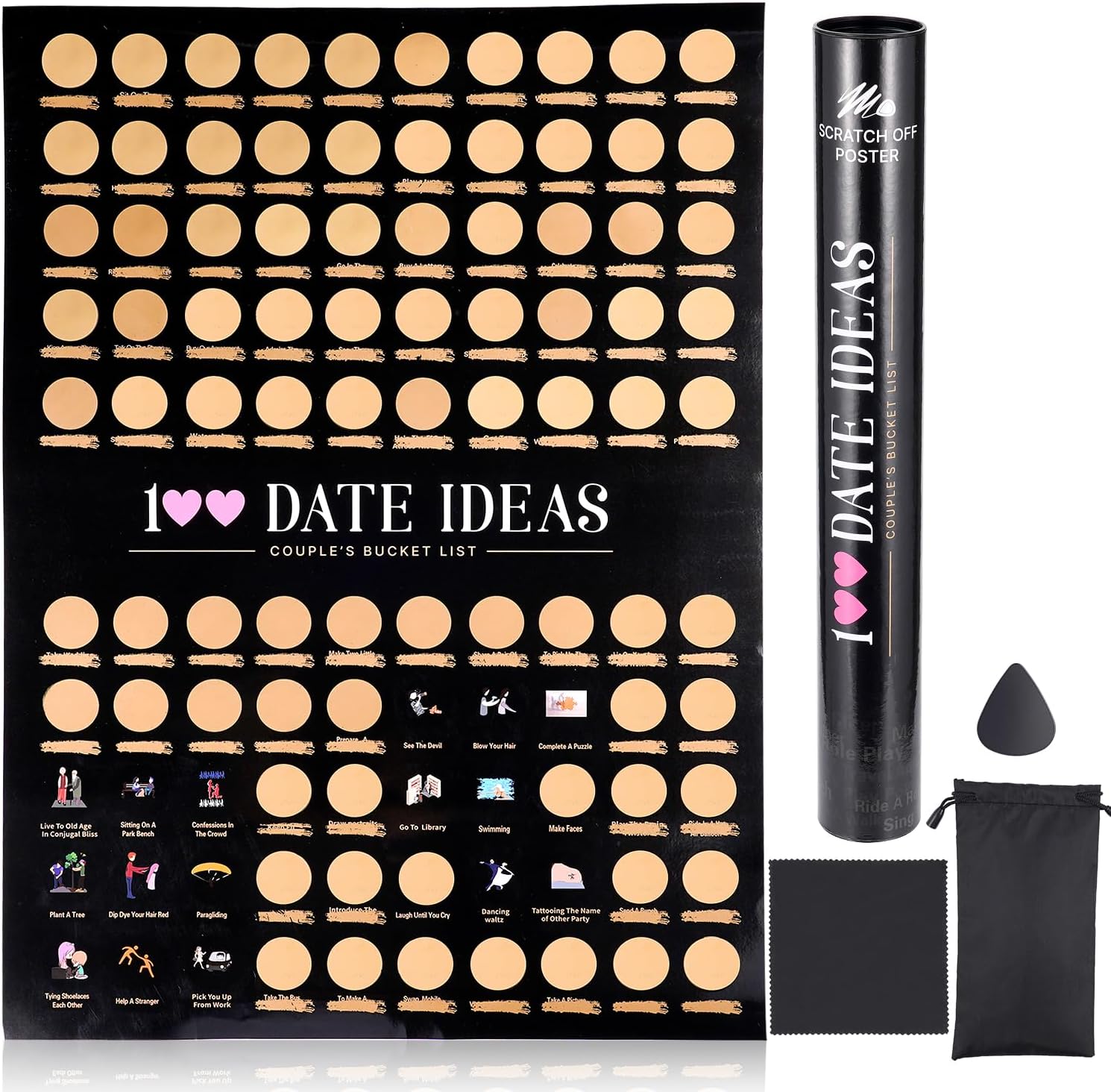 Couples Scratch Positions Card | The Love Game | Funny Love Day Scratch Off Poster |Date Night Ideas Challenge Scratch-Off Poster For Couples