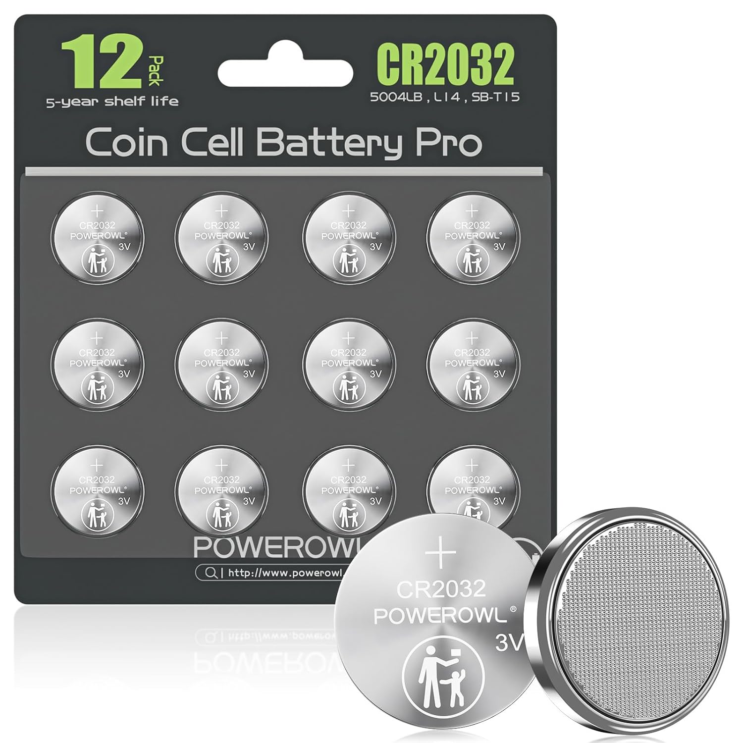 POWEROWL High Capacity CR2032 Battery 12 Pack - CR2032 Lithium 3V Coin Battery Replacement for Apple Airtag Key