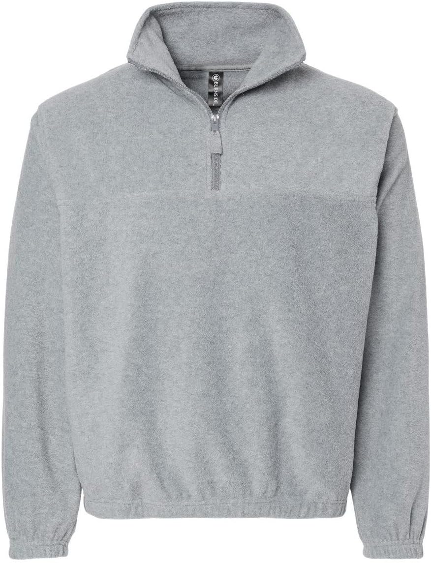 Burnside Mens Polar Fleece Quarter-Zip Pullover, S, Heather Grey