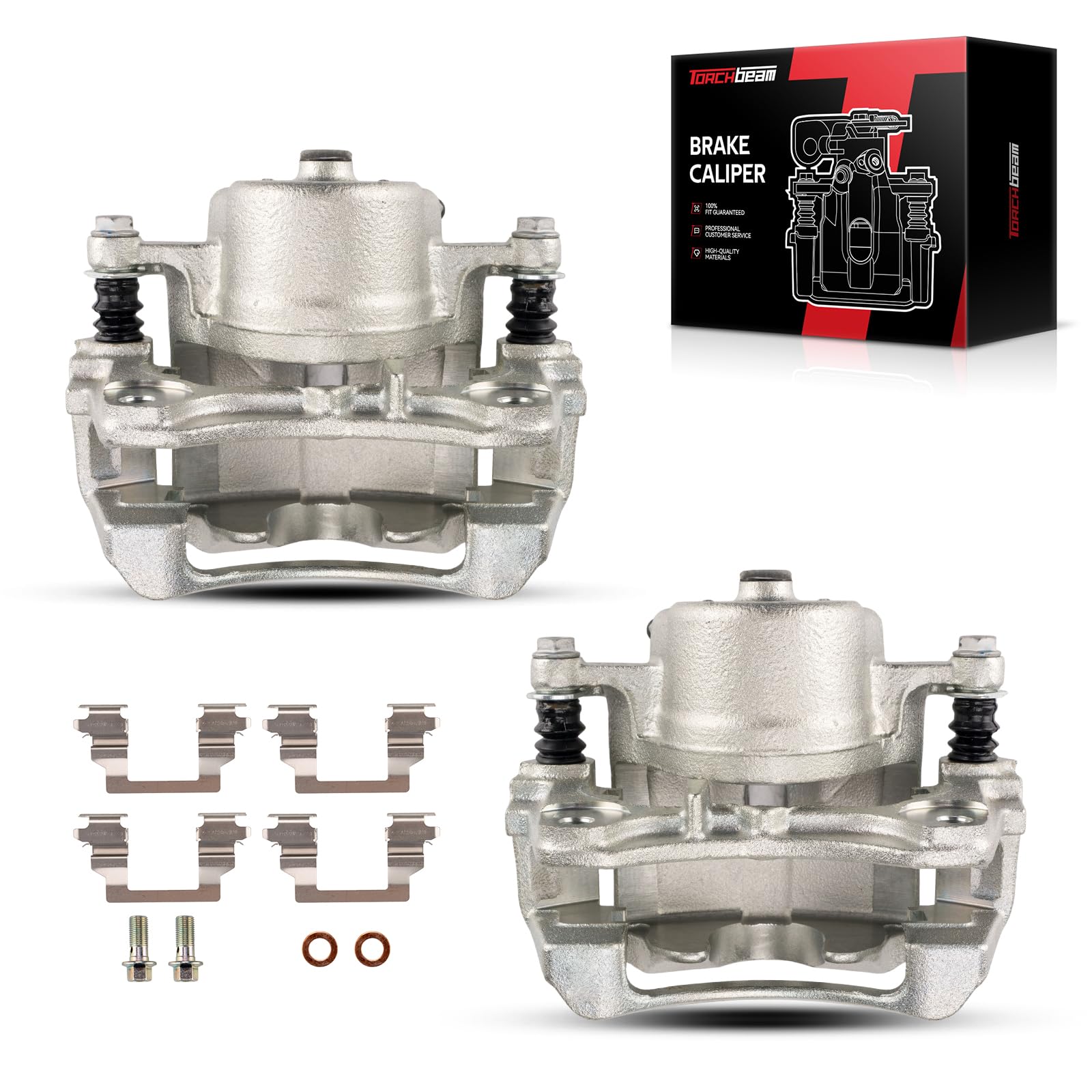 Torchbeam 2PCS Front Driver and Passenger Side Brake Caliper For Chevrolet Pontiac Saturn for 2004-2012 Malibu, 2005-2010 G6, Aura, Solstice, Sky, Disc Brake Caliper with Bracket # 18B4910A+18B4911A
