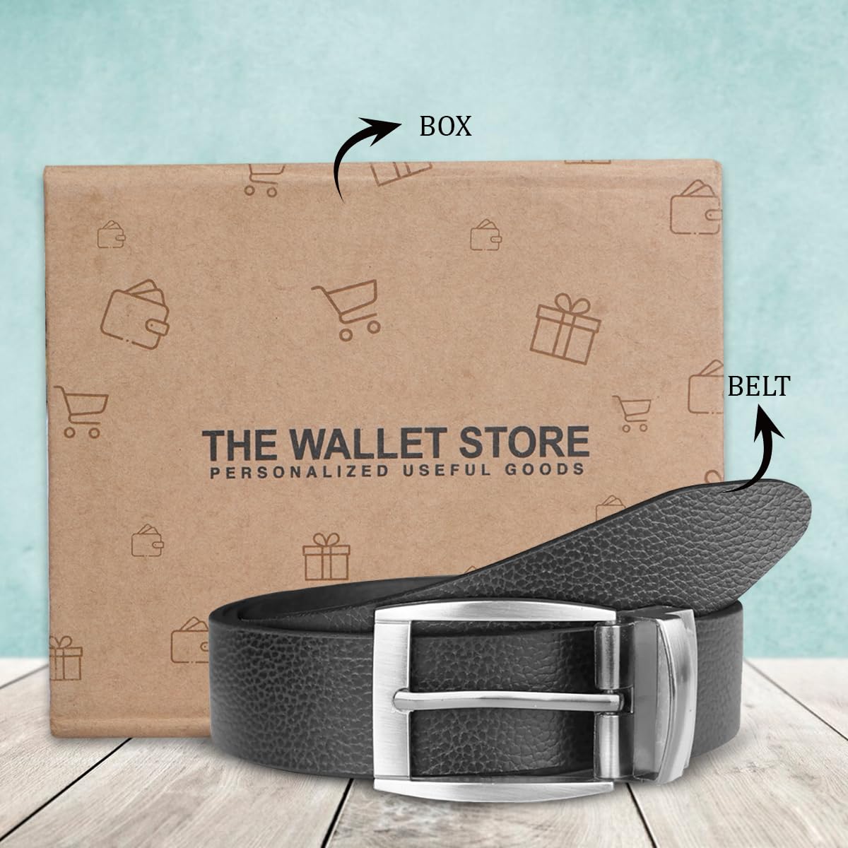 The Wallet Store Black Textured Genuine Leather Belt For Men