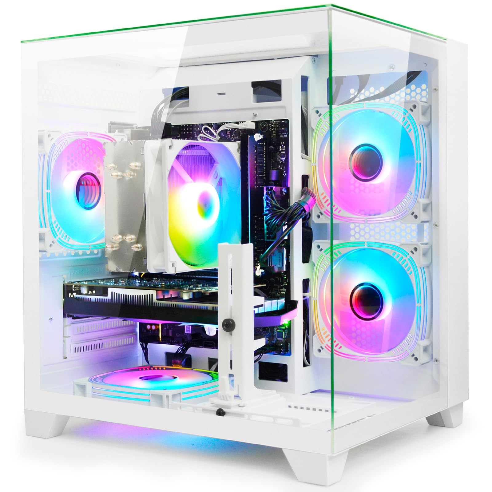 Prebuilt Gaming PC Desktop | 16G DDR4 RAM | 512G SSD | Ryzen 5 6Cores 3.6G Up to 4.1G | RX 560 4G Graphics Card | Wi-Fi 6 |Tower Computer White