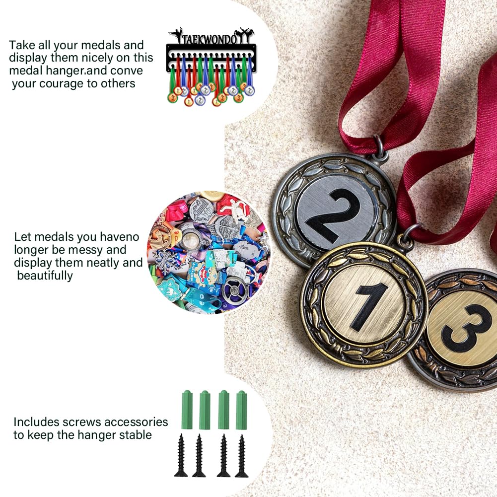 Karate Metal Medals Holder Sports Medals Display Hanger Rack Taekwondo Athlete Winner Awards Wall Mount Decor Frame Case 20pcs Hooks Gifts Gymnastics Runner - View #11