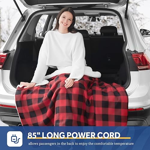 Miniatura 9 de SEALY Manta térmica de 12 voltios, manta térmica portátil con 3 niveles de calefacción y apagado automático de 4 horas, manta eléctrica para