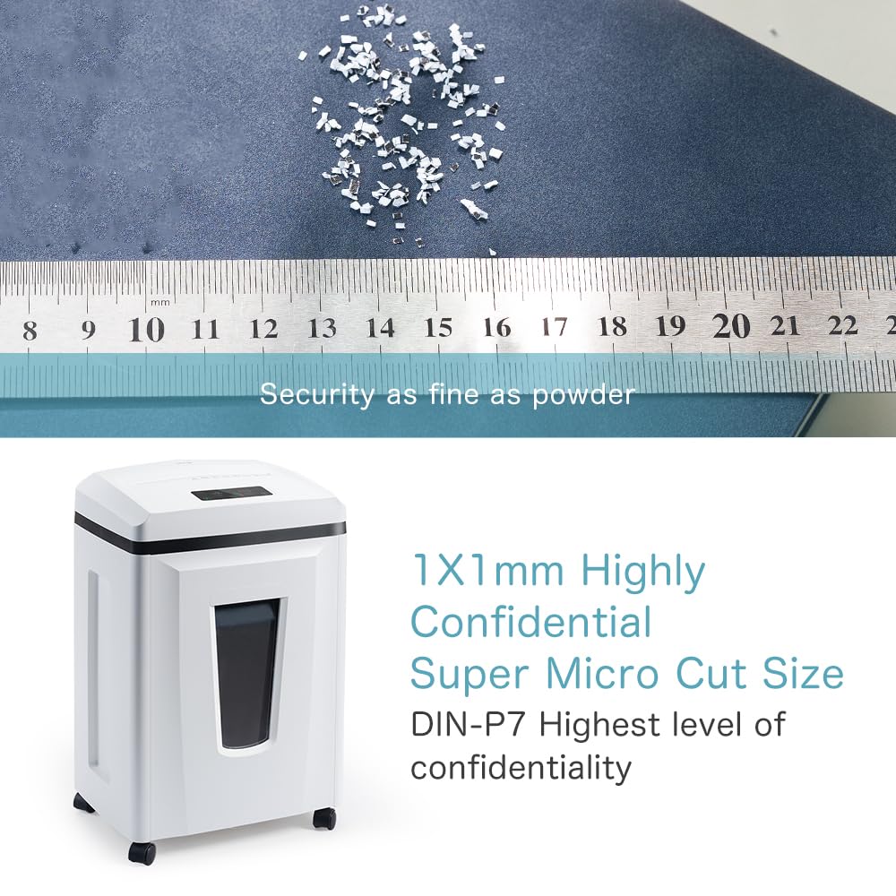Kalopsia Trituradora de Papel Microcorte: 1 * 1mm P7 Seguridad Destructora de Papel Profesional 6 Hojas 56dB Destructora Papel Oficina Casa Tarjetas de Crédito Grapas CD/DVD 25min Autonomía 23L Cubo