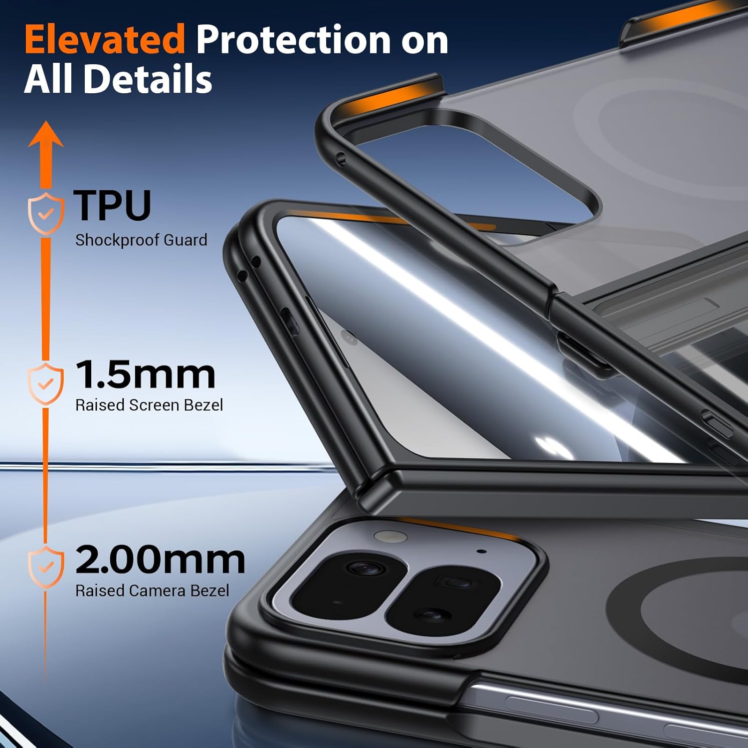 Magnetic for Google Pixel-10-Pro Fold Case: Compatible with MagSafe/Pixelsnap, TPU Shockproof Hinge Protection, HD Screen Protector, Matte Translucent Frosted Phone Cover for Pixel 10 Pro Fold, Black