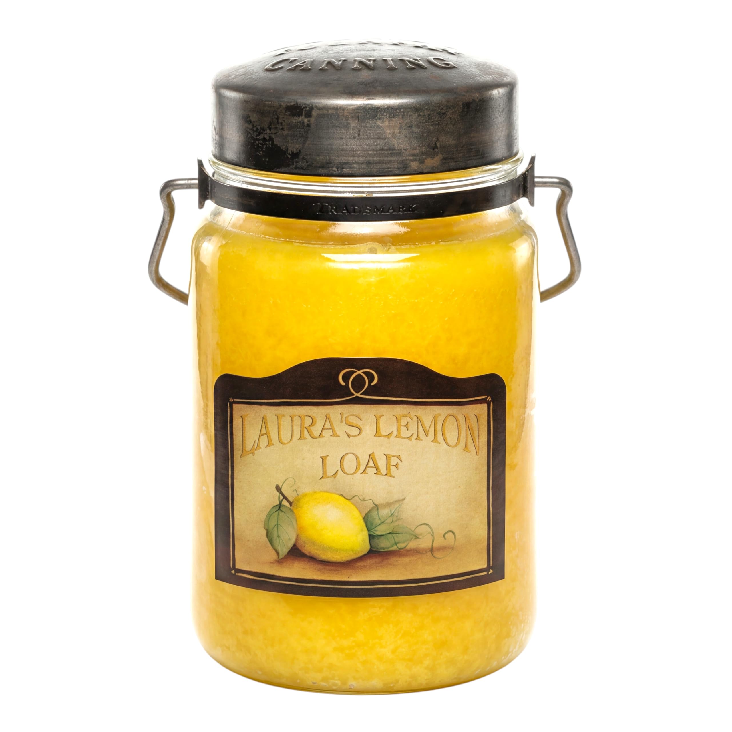 McCall’s Candles | Laura’s Lemon Loaf | 26 oz Scented Candle | USA-Poured | Vintage Rustic Jar with Carrying Handle | Tart Lemon &amp; Sweet Poundcake Fragrance