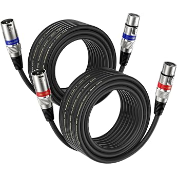 XLR Cable 10m 2 Pack Microphone XLR Balanced Audio Extension Cable 3-Pin Adapter XLR Male to Female Cable for Studio Recorder Microphone Mixer Speaker System