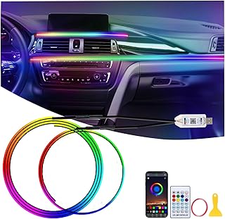 GPJYD Acrylic Ambient Lighting Car LED Interior Light, 2 IN 1 110cm+35cm 168LEDs RGB LED Car Lights with 16 Millionen Farb…