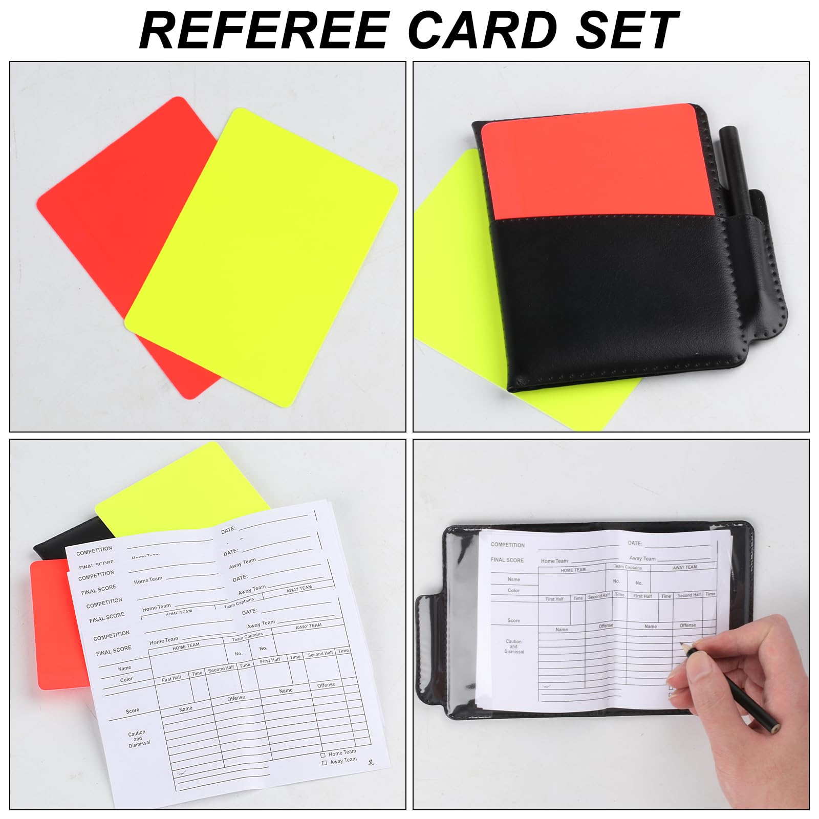 Set de Árbitro de Cartón con Tarjetas de Árbitro de Fútbol Deportivo,Cuaderno de Árbitro Deportivo de Fútbol, ​Tarjetas Amarillas y Rojas para Juegos de Fútbol Deportivo