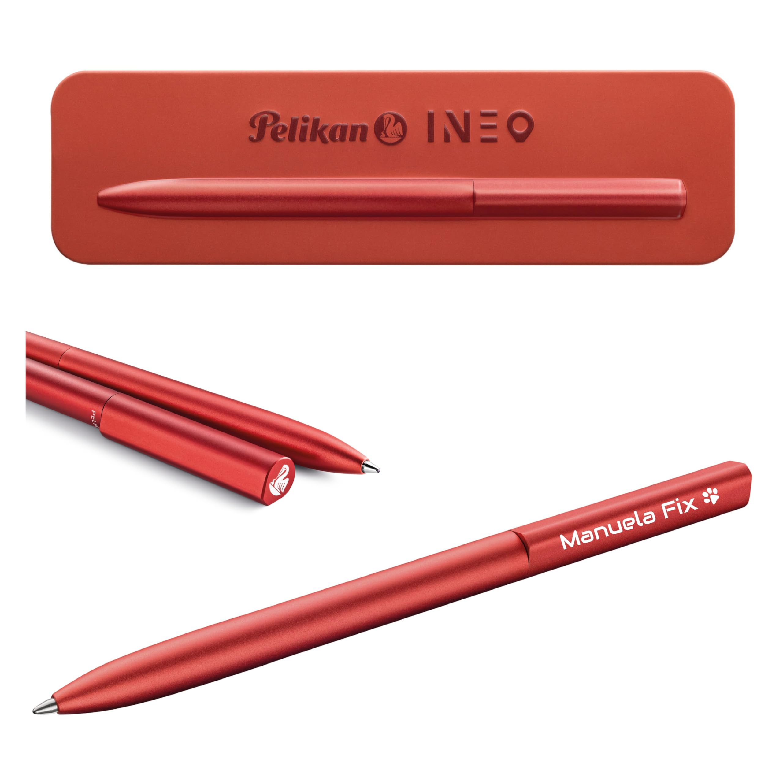 Pelikan Bolígrafo Ineo® Elements K6 con grabado de regalo, bolígrafos únicos con nombre, regalos personalizados para Navidad, bolígrafo personalizado (rojo fuego)