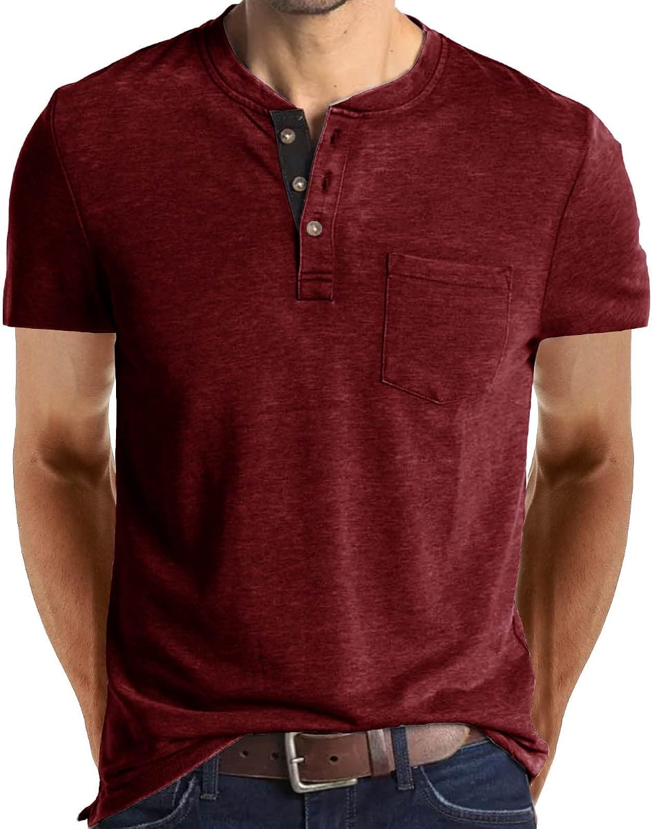 Polo Shirts for Men Big and Tall Short Sleeve Quarter Zipper Henley Shirts Casual Color Block Loose Pullover Tees