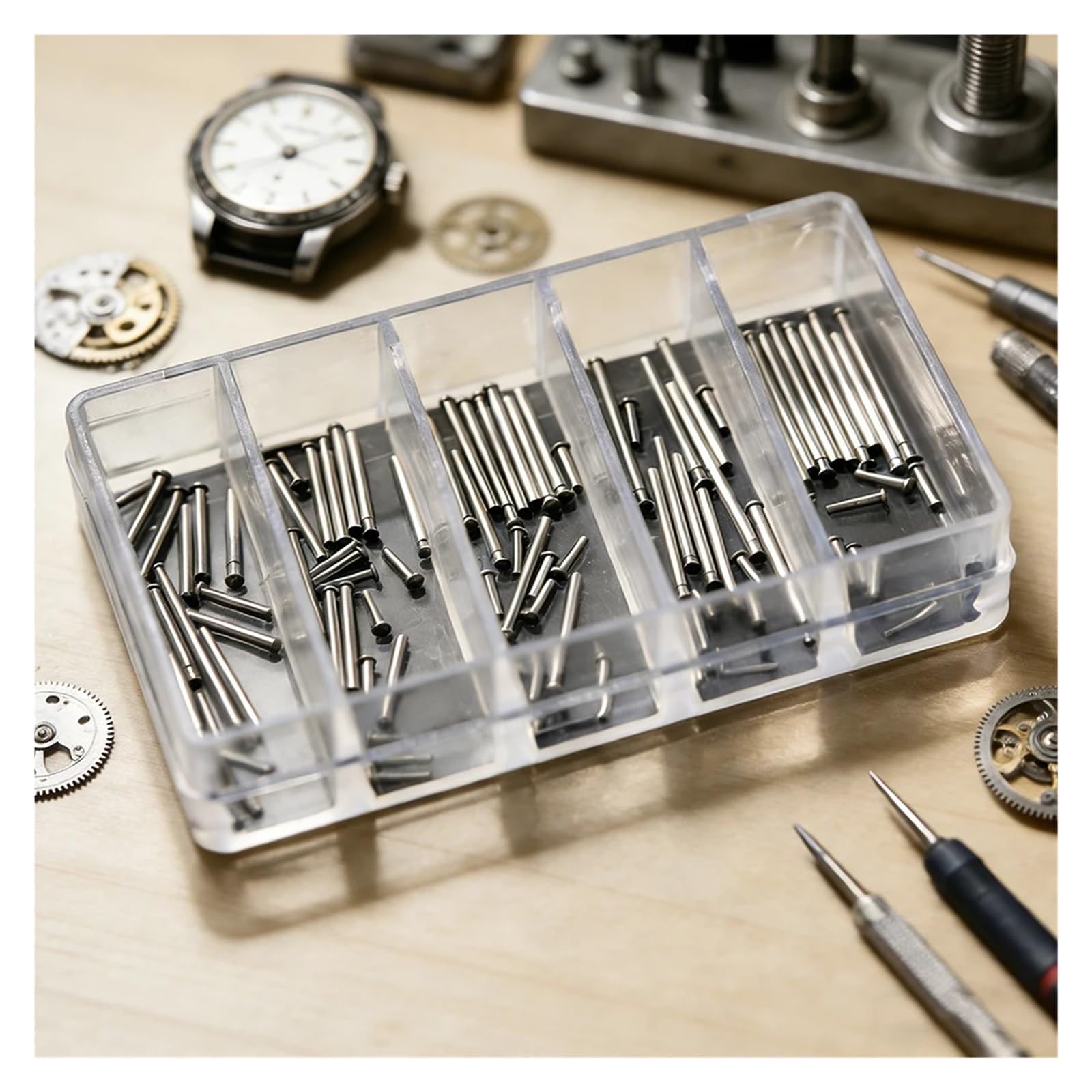 Haogui A+ Espesor 1,0 mm Piezas de Reloj Tubo Pasador fricción Barras presión pasadores y Extremos Remache for Correas Cierre Hebillas Pulseras